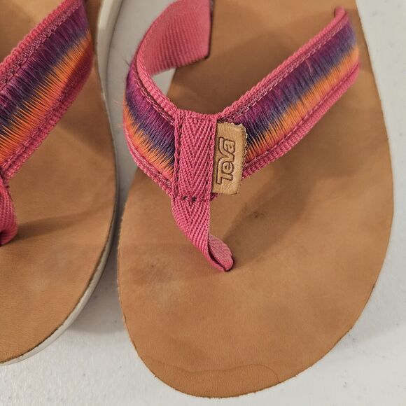 Teva Original Universal Ombre Leather Soled Sandals Size 6 Hot Pink Rainbow - Picture 3 of 7